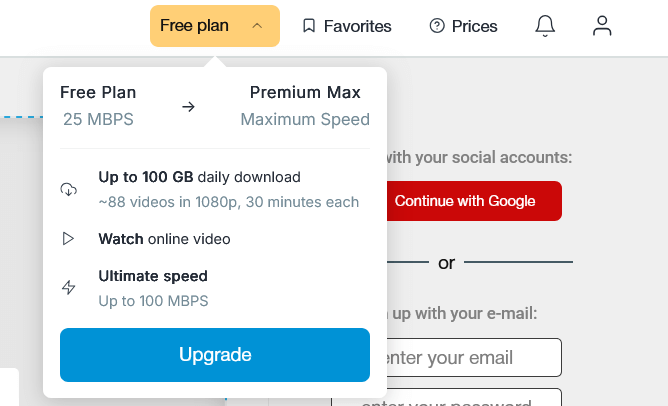 Unlimited Download Speed Free vs Premium Max